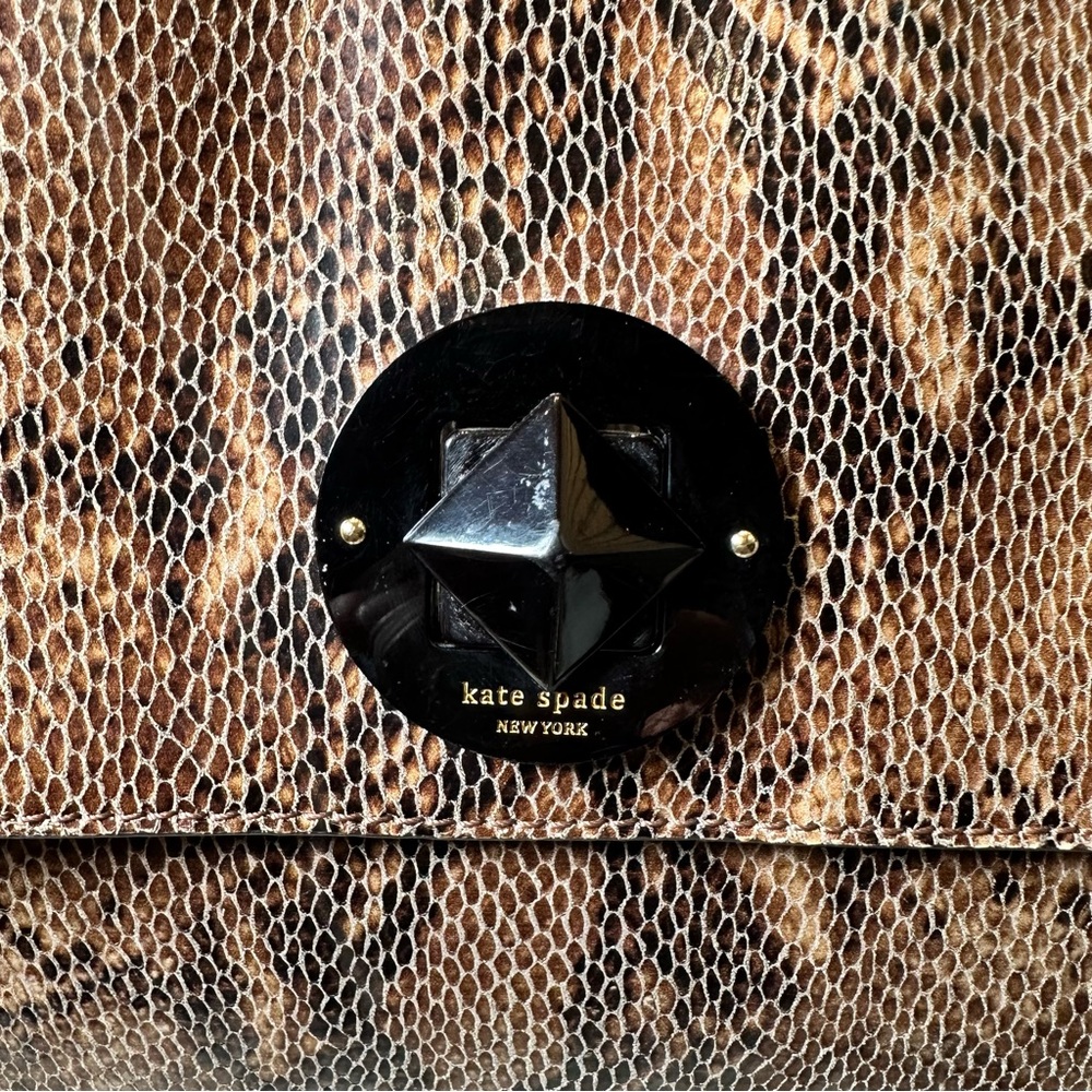Kate Spade Brown Tote with Textured Finish and Chain Straps - Picture 4 of 11